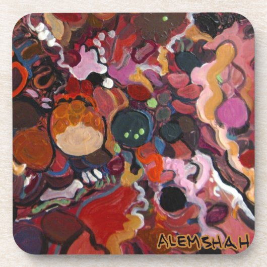 Alemshah Abstract Onderzetter Set - Flamingo (Voorkant)
