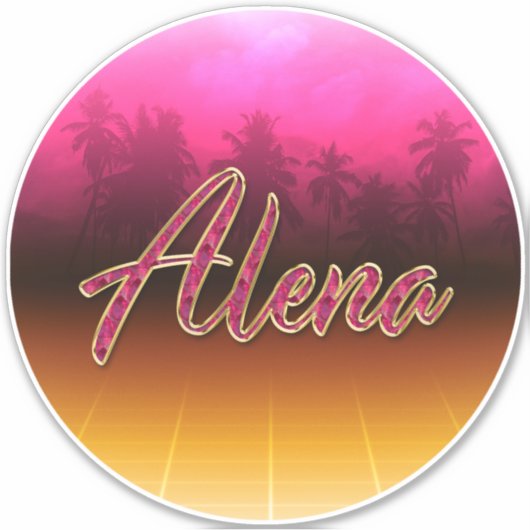 Alena Vorname Name golden pink Aufkleber Sticker (Voorkant)