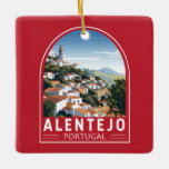 Alentejo Portugal Reizen Kunst Vintage Keramisch Ornament<br><div class="desc">Alentejo retro vector reisontwerp. In het Portugees betekent de naam "voorbij de Taag". Alentejo omvat de regio's Alto Alentejo en Baixo Alentejo.</div>