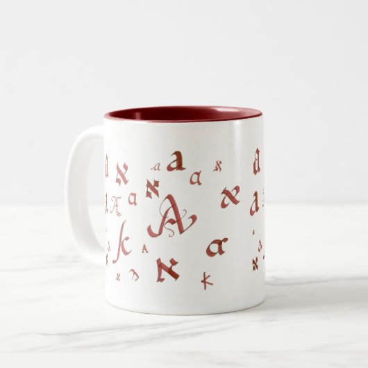 Aleph en A (11 oz) Tweekleurige Koffiemok (Voorkant links)