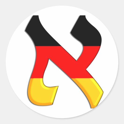 Aleph German.png Ronde Sticker (Voorkant)