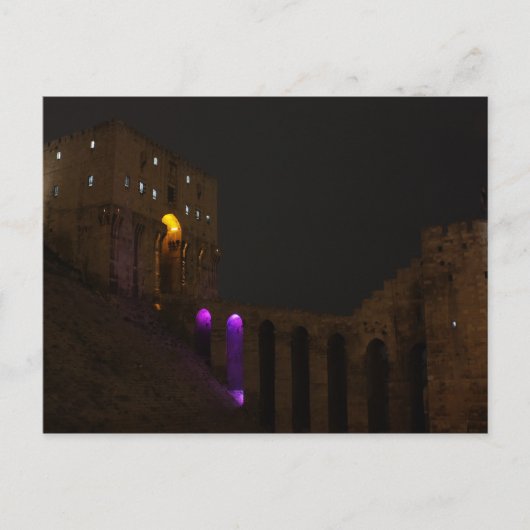 Aleppo Citadel Castle 's nachts in Syrië Briefkaart (Voorkant)