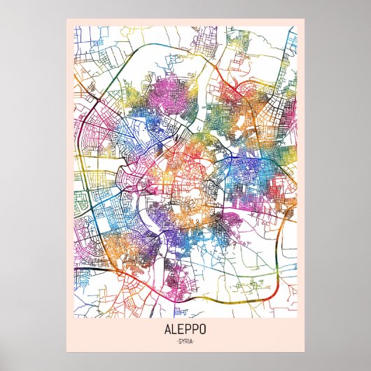 Aleppo Syrië Stadsplattegrond Poster (Voorkant)