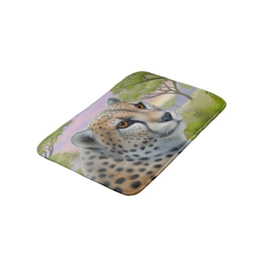 Alert African Cheetah Cat Bath Mat (Gekanteld)