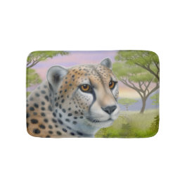 Alert African Cheetah Cat Bath Mat