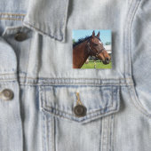 Alert Arab Horse Pin Vierkante Button 5,1 Cm (In situ)