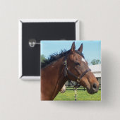 Alert Arab Horse Pin Vierkante Button 5,1 Cm (Voorkant /achterkant)