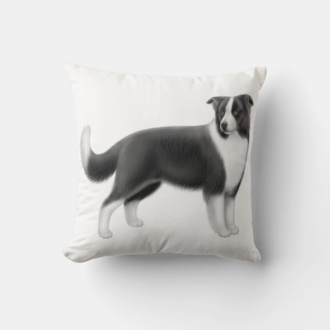 Alert Border Collie Dog Pillow Kussen (Voorkant)