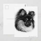 Alert langharige Chihuahua handgetekende kunst Briefkaart (Voorkant / Achterkant)