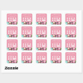 Alert Macaron Frans Café Pink Vierkante Sticker (Vel)