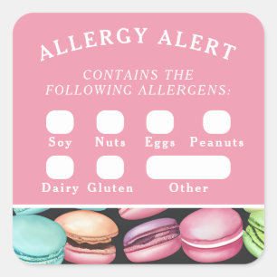 Alert Macaron Frans Café Pink Vierkante Sticker