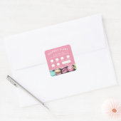 Alert Macaron Frans Café Pink Vierkante Sticker (Envelop)