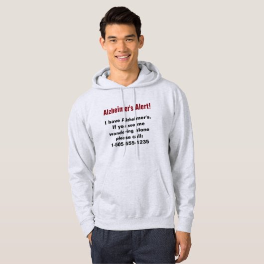 Alert op Alzheimer met gepersonaliseerd telefoonnu Hoodie (Voorkant volledig)