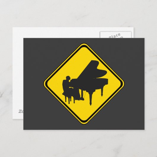 Alert: Piano Player Ahead. Briefkaart (Voorkant / Achterkant)