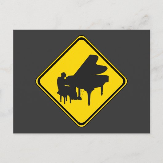 Alert: Piano Player Ahead. Briefkaart (Voorkant)