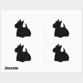 Alert Scottish Terrier Silhouette Rechthoekige Sticker (Vel)