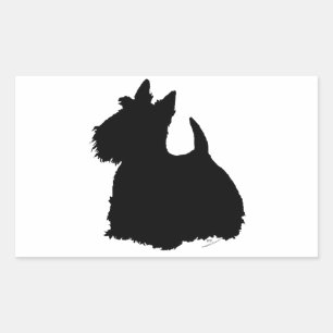 Alert Scottish Terrier Silhouette Rechthoekige Sticker