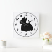 Alert Scottish Terrier Silhouette Vierkante Klok (Huis)
