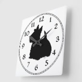 Alert Scottish Terrier Silhouette Vierkante Klok (Hoek)