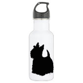 Alert Scottish Terrier Silhouette Waterfles (Voorkant)