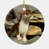 Alert Weasel Keramisch Ornament (Achterkant)