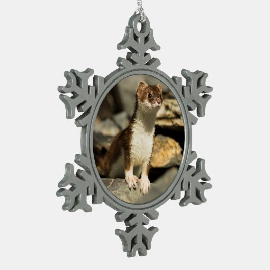 Alert Weasel Tin Sneeuwvlok Ornament (Links)