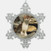 Alert Weasel Tin Sneeuwvlok Ornament (Voorkant)