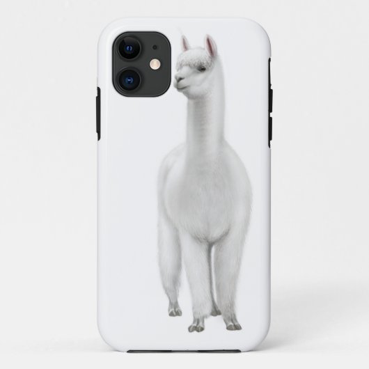 Alert White Alpaca iPhone Case (Achterkant)