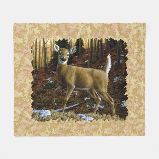 Alert Whitetail Doe Fleece Deken (Voorkant (Horizontaal))