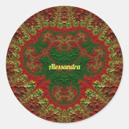 ALESSANDRA 3D! Goud, Rood en Groen ~ Ronde Sticker