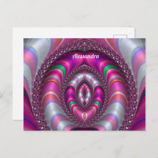 ALESSANDRA ~ PINK 3D Fractal Design ~ Briefkaart (Voorkant / Achterkant)