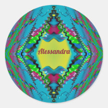 ALESSANDRA ~ Zwart Roze Blauw en Geel Fractal ~