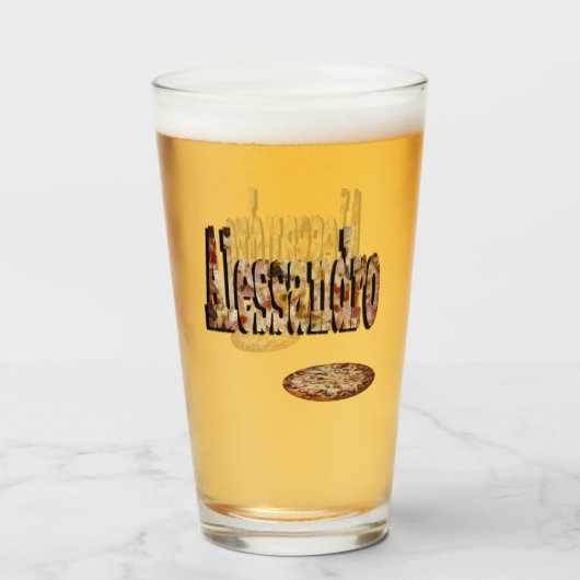 Alessandro Name Logo with Pizza Glas (Voorkant gevuld)