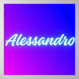 Alessandro – Retro‑Wave Neon Naam Esthetisch Poster