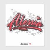 Alessia red Heart Graffiti Aufkleber Sticker (Vel)
