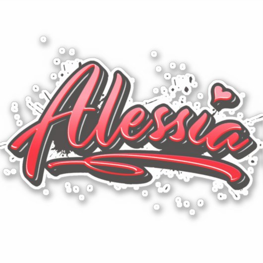 Alessia red Heart Graffiti Aufkleber Sticker (Voorkant)