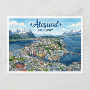 Ålesund Noorwegen Reisansichtkaart Briefkaart