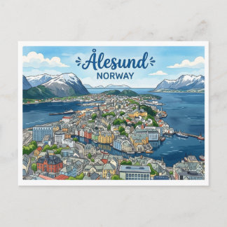 Ålesund Noorwegen Reisansichtkaart Briefkaart