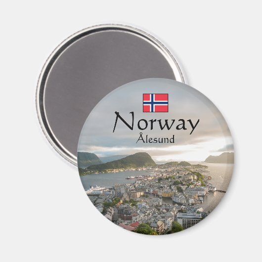 Alesund Norway Souvenir Magneet (Voorkant / Achterkant)
