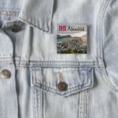Alesund Norway Souvenir Vierkante Button 5,1 Cm (In situ)