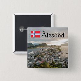 Alesund Norway Souvenir Vierkante Button 5,1 Cm