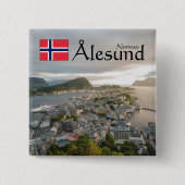 Alesund Norway Souvenir Vierkante Button 5,1 Cm (Voorkant)