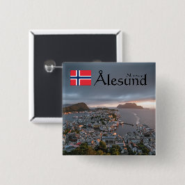 Alesund Norway Souvenir Vierkante Button 5,1 Cm