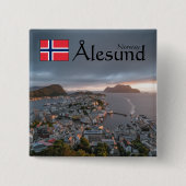 Alesund Norway Souvenir Vierkante Button 5,1 Cm (Voorkant)