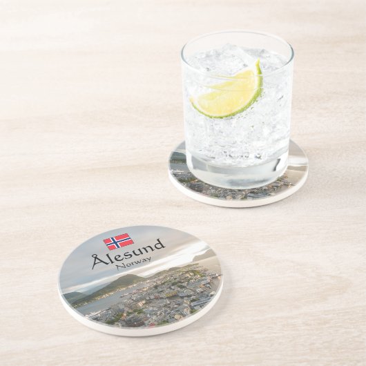 Alesund Norway Zandsteen Onderzetter (Zijkant)