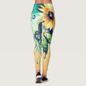Alethia's Zonnebloem in Waterverf vorm Gefilterd Leggings (Achterkant)