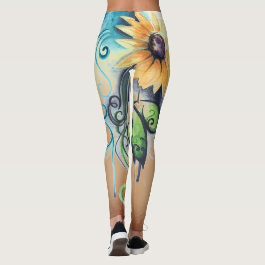 Alethia's Zonnebloem in Waterverf vorm Recoleta Leggings (Achterkant)