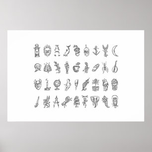 Alethiometer Symbolen Grid Golden compass the Symb Poster