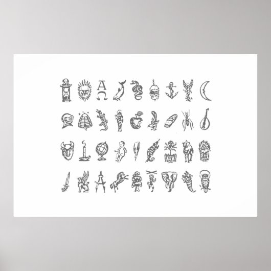 Alethiometer Symbolen Grid Golden compass the Symb Poster (Voorkant)