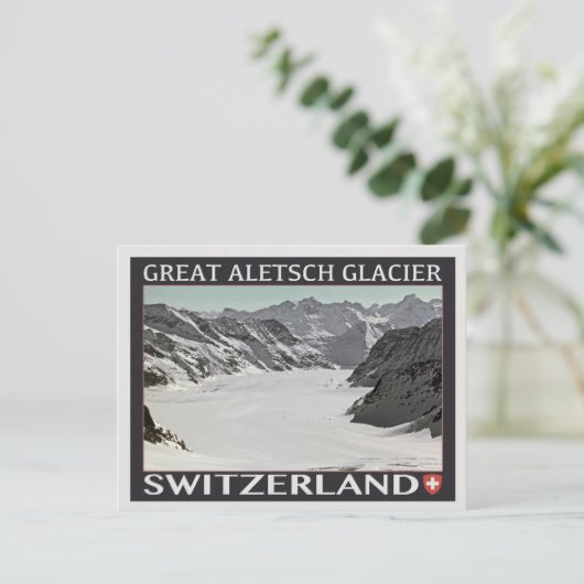 Aletsch Glacier - zwart Briefkaart (Staand voorkant)